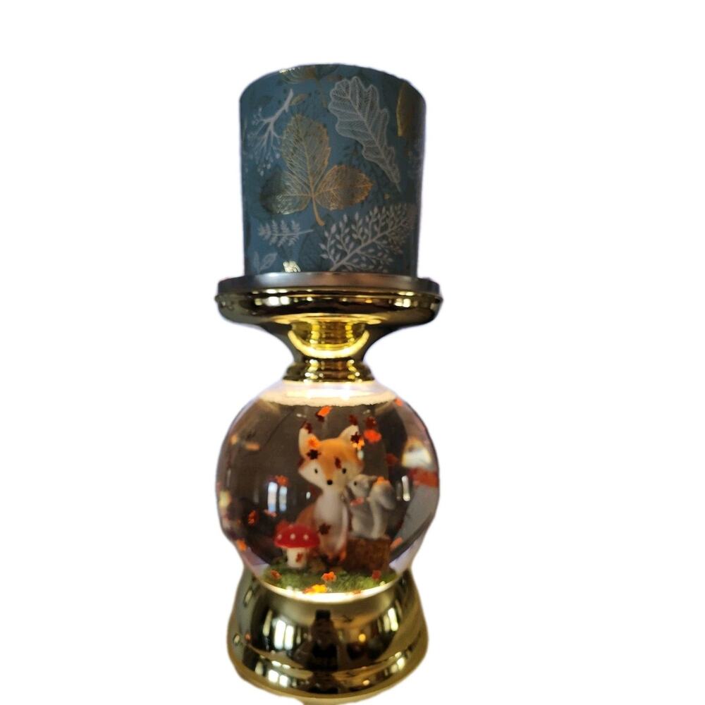 Bath & Body Works 7.5" LED Water Globe Fox Squirrel Candle Holder Pedestal Works